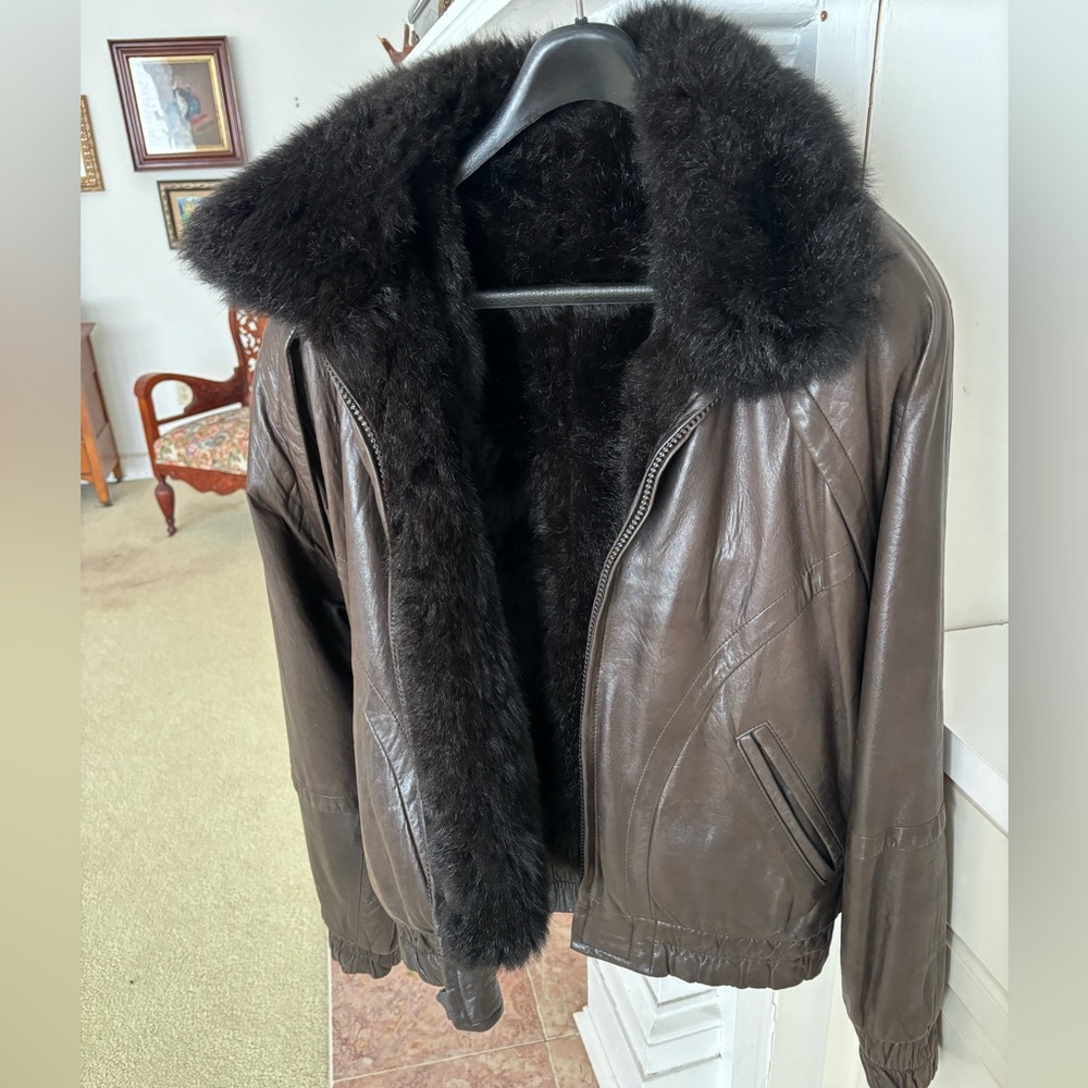 Gorgeous soft leather jacket. Lined with removable fur vest.